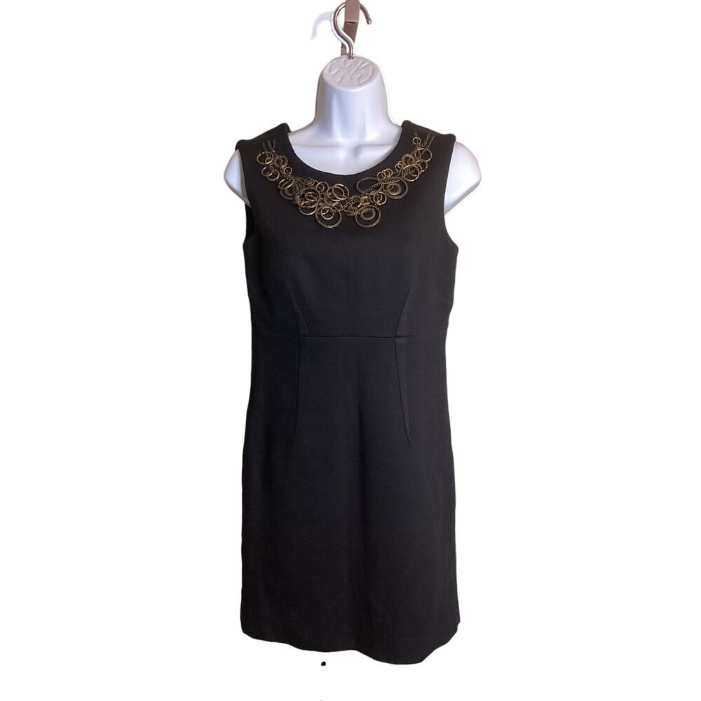 Laundry  Black Dress  Size 4  Sleeveless with Copper Detail Knee Length EUC